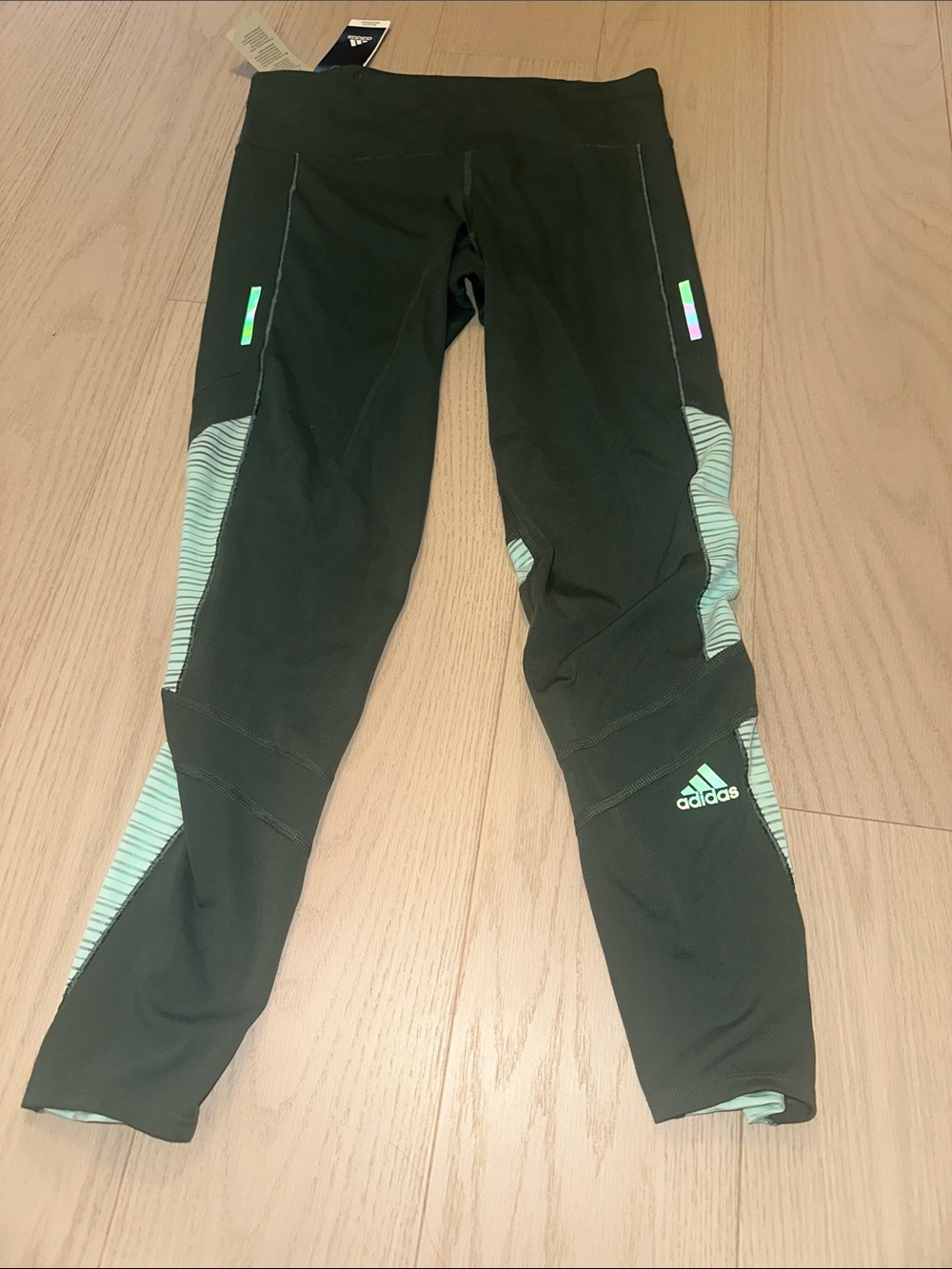 adidas climaco green tight with Mint Accent mesh Panels.